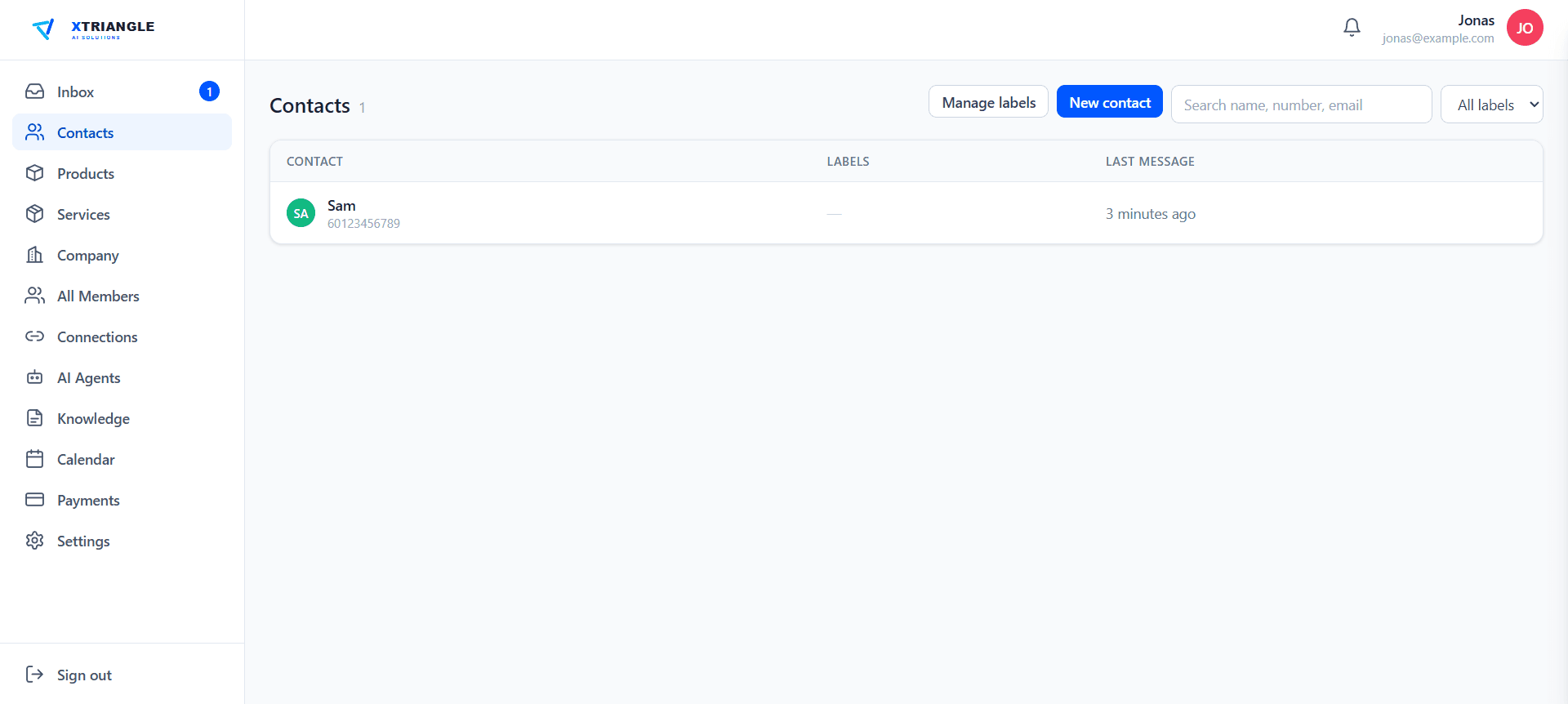 XTRIANGLE AI CRM dashboard